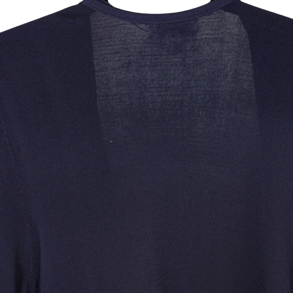 Charter Club‎ Womens Navy Blue Open Front Cardigan Crochet Trim Size Large